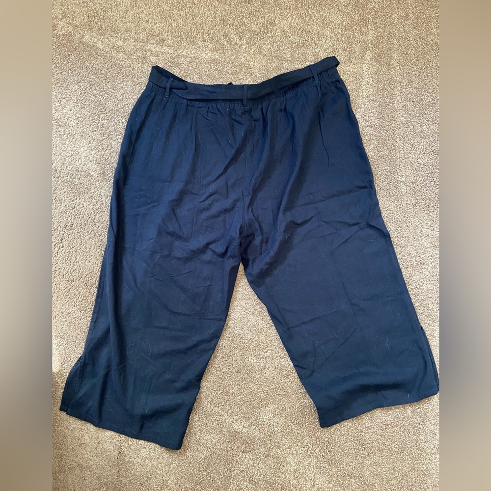 Laura Plus Blue Linen blend Capris size 20